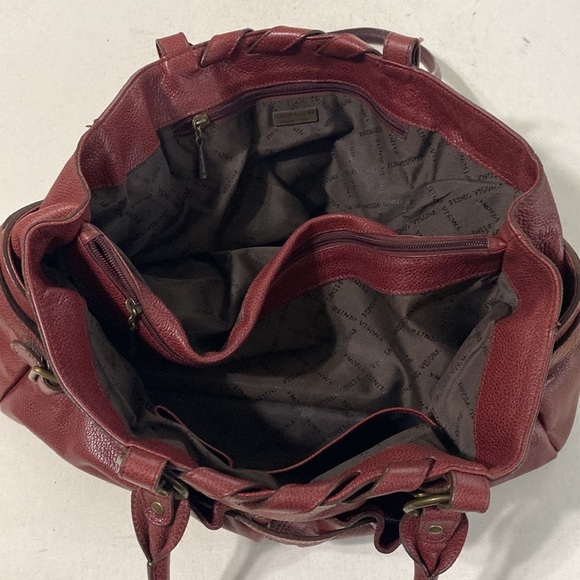 Plinio Visona Elegant Burgundy Leather Tote Bag women Large boho Y2K avant-garde - Picture 10 of 15